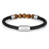 Silver Titanium Steel Magnetic Clasp Tiger Eye Genuine Leather Rope Crystal Bracelets - Image 2
