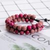Lava Stone Crystal Bracelet - pink - Image 4